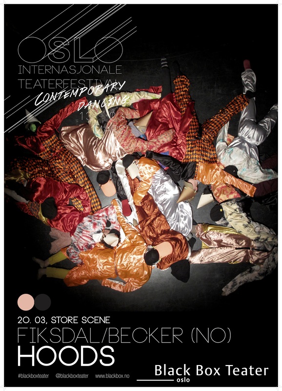 Plakat fra Ingri Midgard Fiksdal Dans' produksjon Hoods (2014), Oslo Internasjonale Teaterfestival