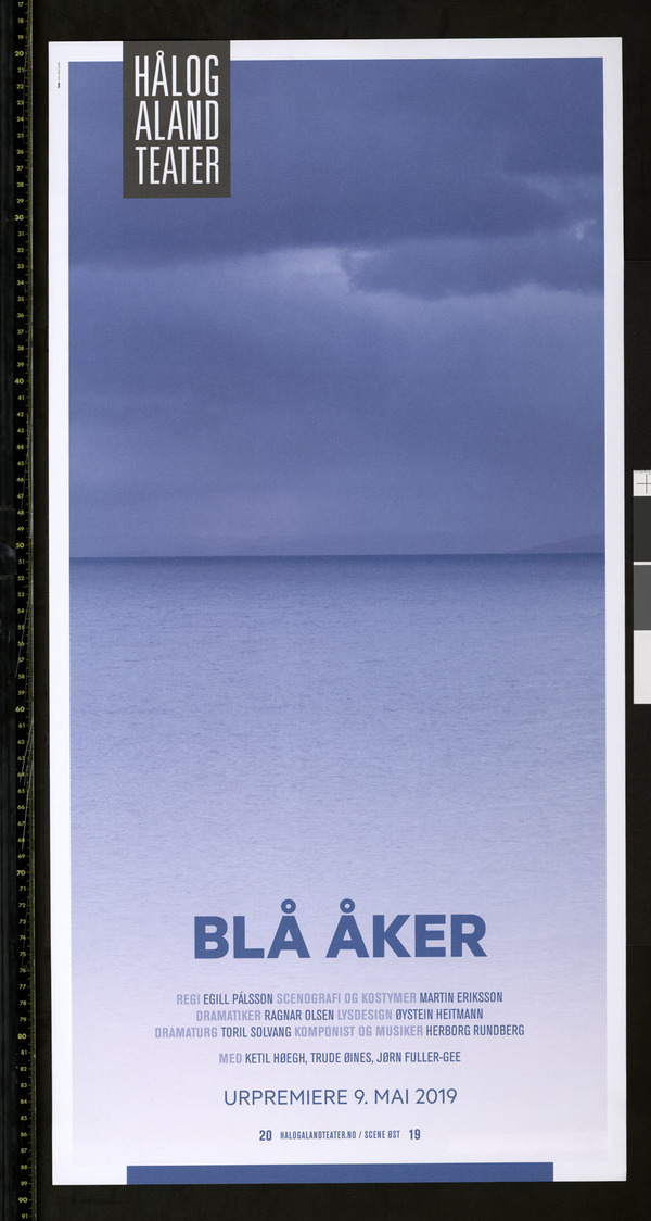 Poster for The Arctic Theatre's production Blå åker * (Blue farmland) (2019)