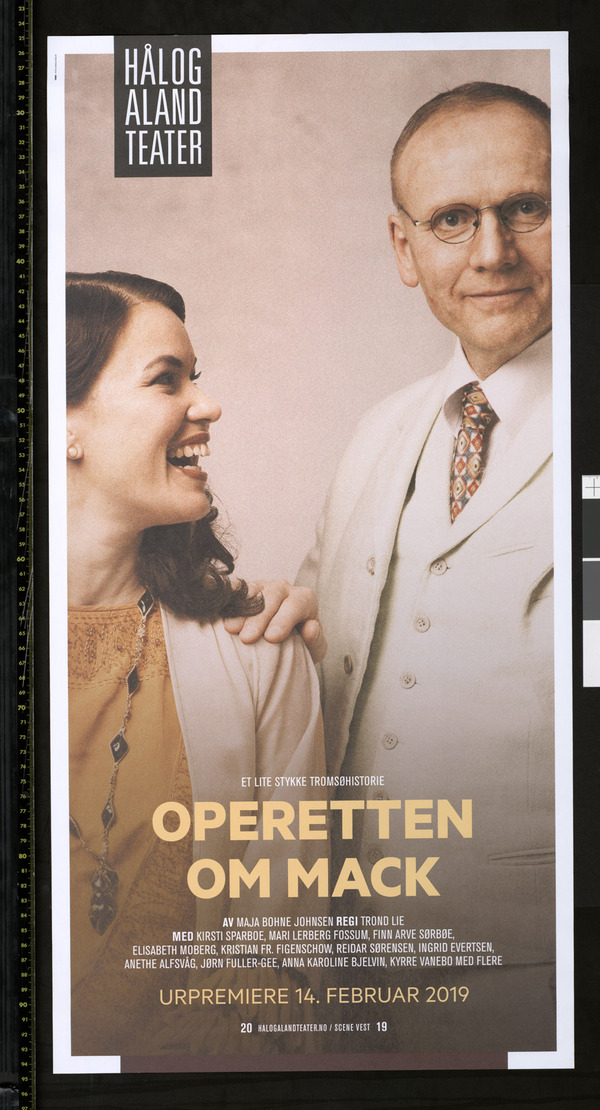 Plakat for Hålogaland Teaters produksjon Operetten om Mack (2019). 